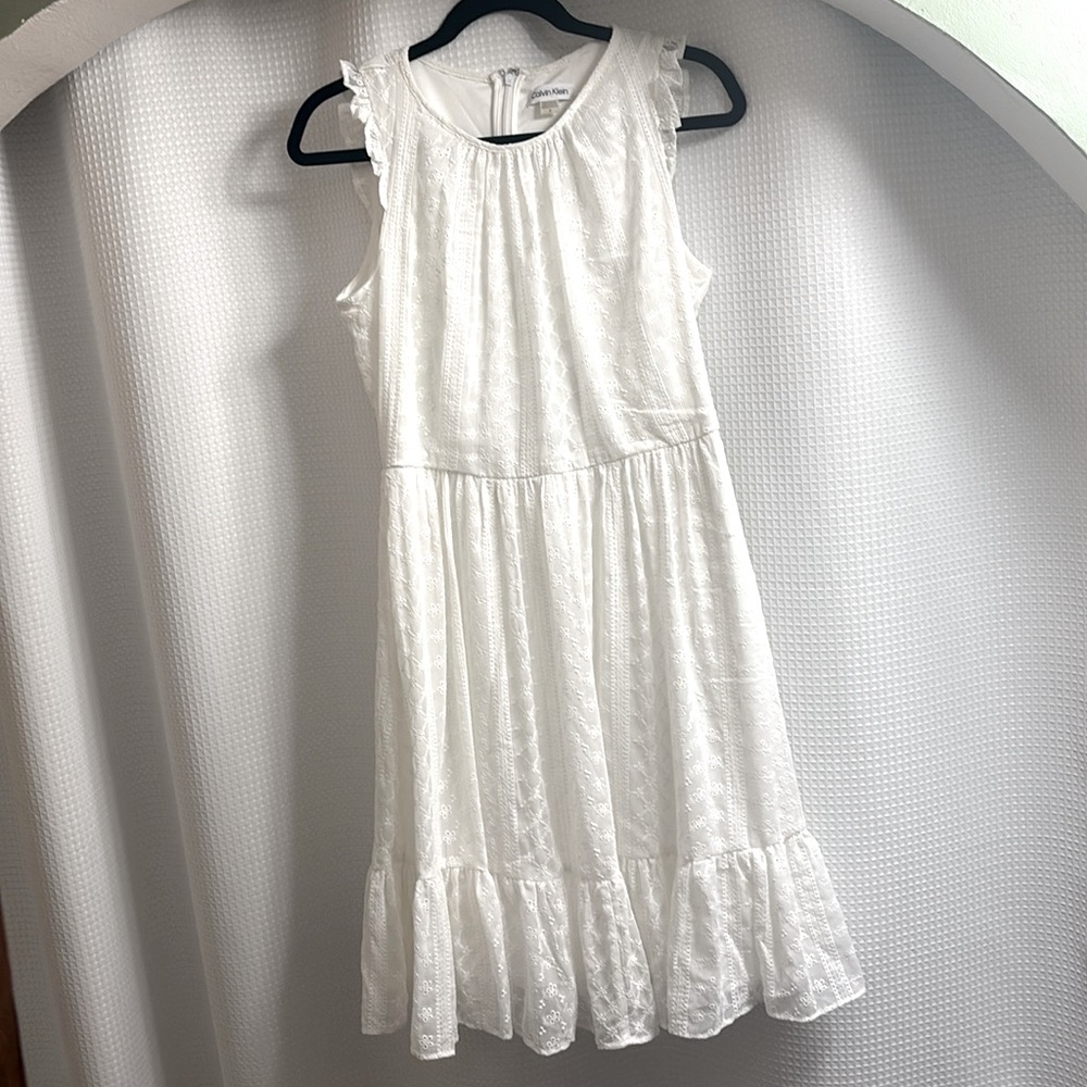 Calvin Klein white eyelet dress